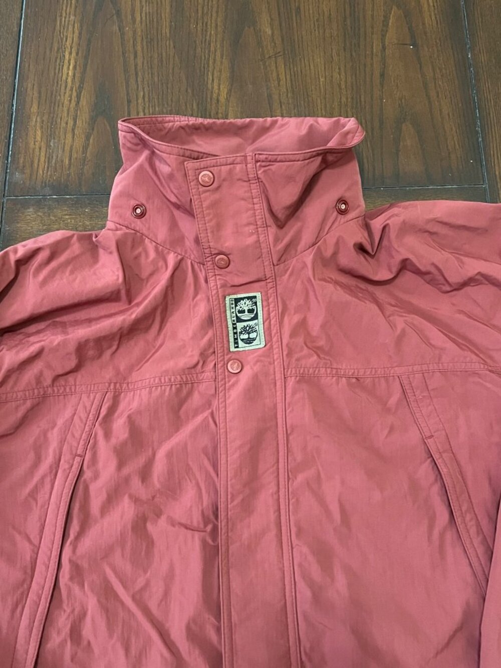 Timberland Jacket Red Full Zip Nylon Lightweight Coat Mens Large Vintage Y2K 90s - Picture 2 of 8